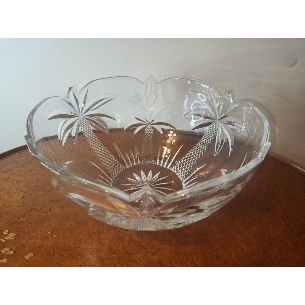 Godinger Palm Tree Large Fruit Bow Shannon Crystal Palm Beach 11" South Beach
